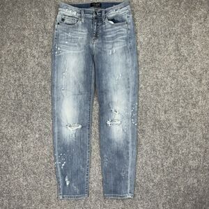 Judy Blue Jeans Womens Sz 27 Blue Shredding Up my Life Relaxed Distress JB8273MD